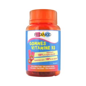Pediakid Pediakid gommes vitamine D3 fraise - pilulier 60 oursons