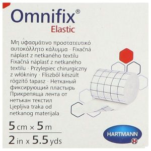 OMNIFIX ELASTIC Bande adhésive multiextensible en non tissé, 5 m x 5 cm, rouleau (ref. 900608), unité