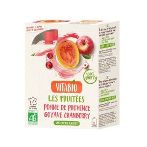Vitabio Gourde Fruits Pomme Goyave Cranberry BIO - 4 x 120 g