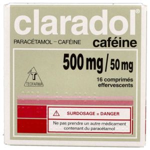CLARADOL CAFEINE Comprimé effervescent 500 mg/50 mg, boîte 16
