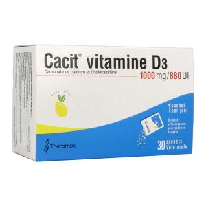 CACIT VITAMINE D3 Granulés effervescents pour solution buvable 1000 mg/880 UI, boîte 30 sachets