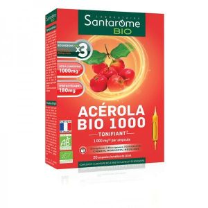 Santarome - Acérola 1000 BIO - 20 ampoules de 10 ml