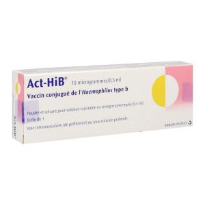 Act-Hib 10 Microgrammes/0,5 Ml Vaccin Haemophilus Type B (Conjugue) Poudre Et Solvant Pour Solution Injectable Poudre En Flacon + 0,5 Ml De Solvant En