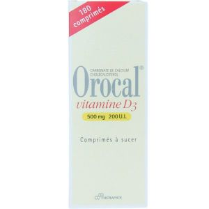 Orocal Vitamine D3 500 Mg/200 Ui (Carbonate De Calcium Concentrat De Cholecalciferol) Comprimes A Sucer B/180