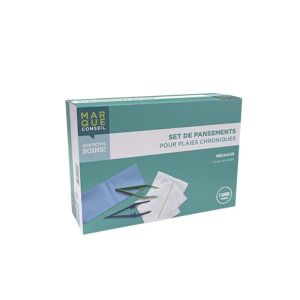 MARQUE CONSEIL SET DE PANSEMENTS POUR PLAIES CHRONIQUES Set de nettoyage et de réfection de pansement, plaie chronique, bt 5