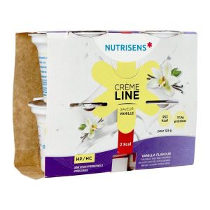 NUTRISENS CREMELINE HP HC 2 KCAL CREME DESSERT Denrée alimentaire destinée à des fins médicales spéciales, vanille, 125 g x 4