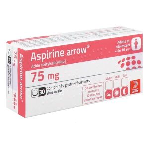 ASPIRINE ARROW Comprimé gastrorésistant 75 mg, boîte 30
