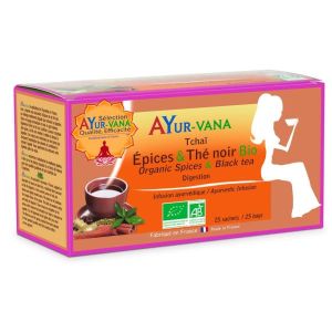 Ayur-vana Infusion Epices & Thé noir BIO - boîte 25 infusettes