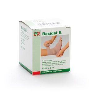 ROSIDAL K Bande de compression élastique 1 sens, allongement court, 5 m x 6 cm (ref. 108821), unité