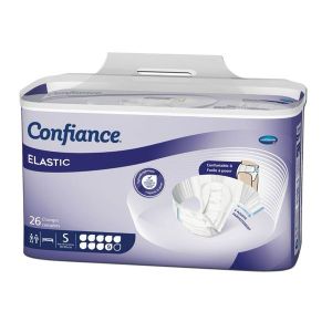 CONFIANCE ELASTIC 9 G Change-complet hypoallergénique, avec ailes élastiques, incontinence forte, small (ref. 165011), sachet 26
