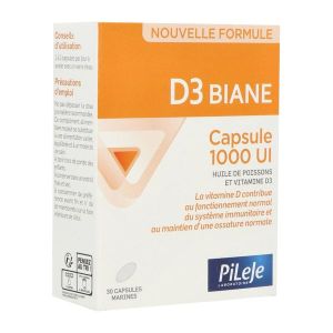 Pilège D3 Biane Capsule 1000 UI - Vitamine D - 30 capsules 30 capsules marines