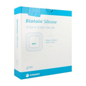 BIATAIN SILICONE Pansement hydrocellulaire bord adhésif siliconé, repositionnable, stérile, 12,5 cm x 12,5 cm (ref. 334363), bt 10