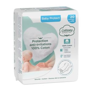 COTTONY BABY PROTECT - PROTECTIONS ANTI-IRRITATIONS 100% COTON LINGETTE PAQUET 20