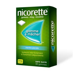 NICORETTE MENTHE GLACIALE SANS SUCRE Gomme à mâcher médicamenteuse 4 mg, boîte 30