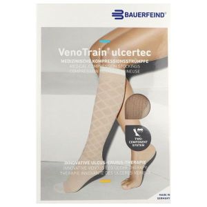 Bauerfeind Venotrain Ulcertec 39 Classe Moderee Normal - Pieds Ouverts Chaussette Naturel Long M 2