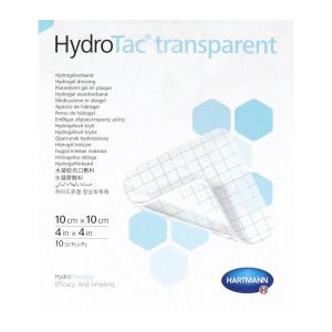 Hydrotac Transparent Pansement Gel En Plaque Non Adhesif10*10 Cm Bt10 Pansements 10