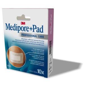 Medipore + pad pansement sterile avec compresse x5 5cm x 7.2cm