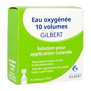 EAU OXYGENEE 10 VOLUMES GILBERT Solution pour application cutanée, boîte 10 récipients unidoses