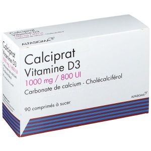 Calciprat Vitamine D3 1 000 Mg/800 Ui (Calcium Cholecalciferol) Comprimes A Sucer B/90