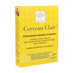 CERVEAU CLAIR Comprimé, complément alimentaire à base de noix, plantes, iode et vitamines B, bt 60
