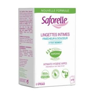 SAFORELLE Lingettes intimes fraicheur & douceur sachet individuel de 10 unités