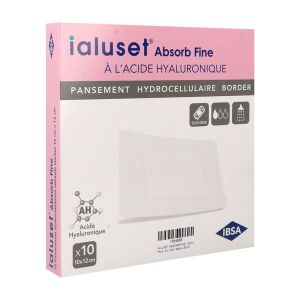 IALUSET ABSORB FINE Pansement hydrocellulaire adhésif stérile, 12 cm x 10 cm, bt 10