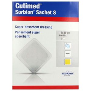 CUTIMED SORBION S Pansement hydrocellulaire superabsorbant, hydroactif, stérile, 15 cm x 15 cm (ref. 73232-62), bt 10