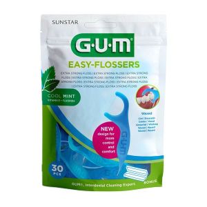 GUM EASY FLOSSERS Porte-fil avec fil dentaire ciré et mentholé, sachet 30