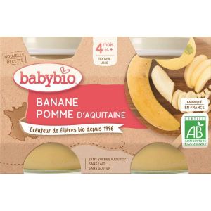 Babybio Petits Pots Pomme/Banane Bio - dès 4 mois- 2x130g