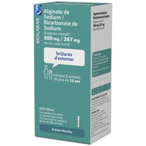 Alginate De Sodium/Bicarbonate De Sodium Biogaran Conseil 500 B/12