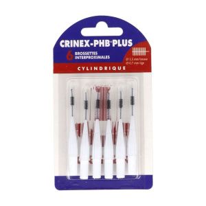 CRINEX - PHB PLUS Brossette interdentaire cylindrique compacte, cylindrique plus, blanc, blister 6