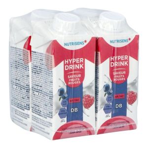 NUTRISENS HYPERDRINK DB HP HC Denrée alimentaire destinée à des fins médicales spéciales, fruits rouges, 200 ml x 4
