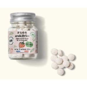 PAOS CROKIFRICE DENTIFRICE A CROQUER A LA FRAISE PASTILLE FLACON 100