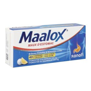 Maalox Maux D'Estomac Sans Sucre Comprime A Croquer Edulcore A La Saccharine Sodique Au Sorbitol Et Au Maltitol B/40