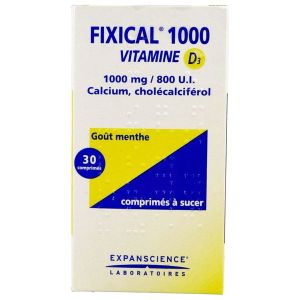 FIXICAL VITAMINE D3 Comprimé à sucer 1000 mg/800 UI, boîte 30