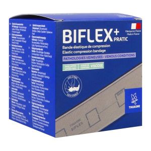 BIFLEX PLUS N° 16 LEGERE PRATIC Bande de compression élastique, étalonnée à allongement moyen avec étrier, chair 4 m x 8 cm, unité
