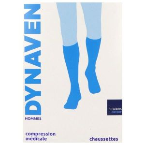 DYNAVEN 3 FIN HOMME Chaussette médicale de compression classe 3, pour homme, noir, normal, Xlarge (ref. 307648), paire