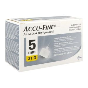 Accu-Fine AIGUILLES STERILES POUR STYLOS A INSULINE 8MM BOITE 31G*5mm 100