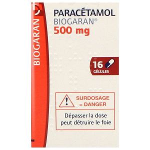 PARACETAMOL BIOGARAN Gélule 500 mg, boîte 1 flacon 16