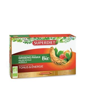 Superdiet Ginseng - Gelée Royale - Acérola Bio - 20 ampoules de 15 ml