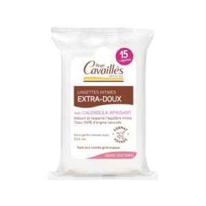 ROGE CAVAILLES Lingettes intimes extra douce avec calendula apaisant x15