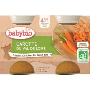 Babybio Petits Pots Carotte des Landes Bio - dès 4mois - 2x130g