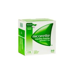 Nicorette Menthe Fraiche 2 Mg Sans Sucre (Nicotine) Gommes A Macher Medicamenteuses Edulcorees Au Xylitol Et A L'Acesulfame Potassique B/210