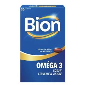 BION OMEGA 3 Capsule, complément alimentaire à base d'oméga 3, vitamines et probiotiques, bt 30