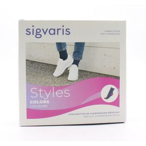 Sigvaris Femme Styles Color Classe 2 Noir /Turquoise Chaussette Large Long 2