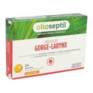 OLIOSEPTIL PASTILLES GORGE - LARYNX Pastille à sucer, complément alimentaire adoucissant pour la gorge, bt 24