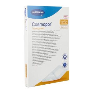 COSMOPOR TRANSPARENT Pansement film autoadhésif transparent, stérile, à usage unique, 9 cm x 15 cm (ref. 901054), bt 5