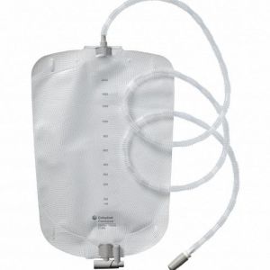 Coloplast poche à urine pour urostomie - Boîte de 30 poches de 2000 ml - raccord intégré - tubulure crénelée de 120 cm Référence: 213650