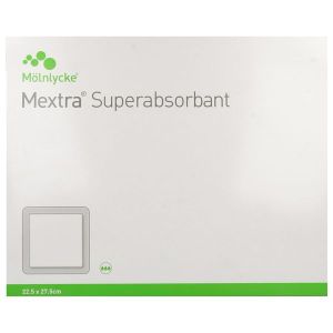MEXTRA SUPERABSORBANT Pansement hydrocellulaire superabsorbant, multicouche, non adhésif, stérile, 22,5 cm x 27,5 cm (ref. 610580), bt 10