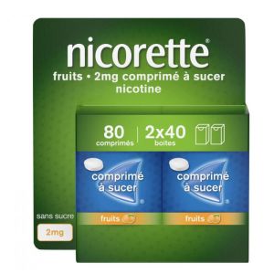 NICORETTE FRUITS 2 mg (nicotine) comprimes a sucer B/80